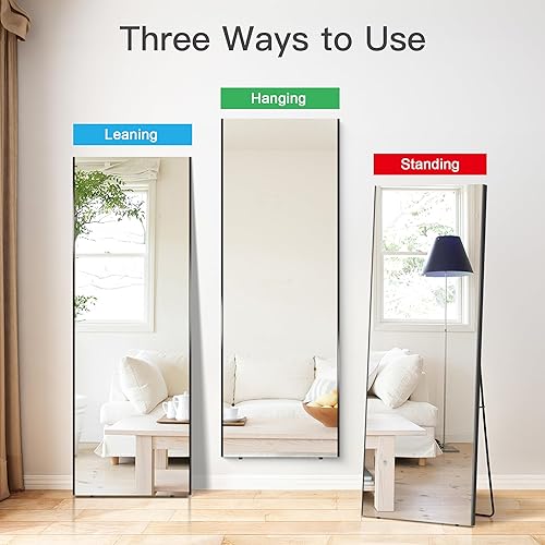 brisafe Miroir sur Pied 180 x 100 cm, Miroir de Sol Pleine Longueur avec Cadre Blanc, Grand Miroir Mural Miroir avec Film Nano Incassable pour Chambre, Salon, Entrée, Salle de Sport - Nail Gallerys
