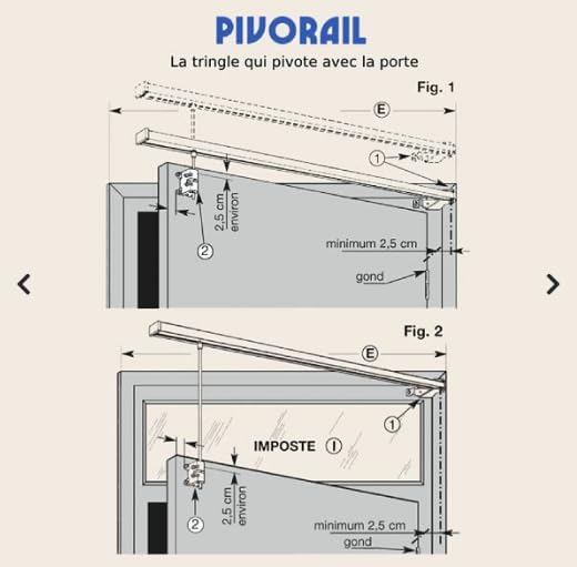 Pivorail Kit Tringle de Porte Pivotante en Aluminium laqué blanc, 100 cm, Pour Montage en Affleurement, Profil 17 x 21 mm - Nail Gallerys