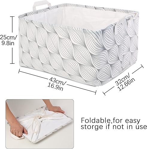 LessMo Boite de Rangement Tissu Grand, Organisateur de Panier d'étagère de Rangement en Tissu Rectangulaire Pliable avec Fermeture à Cordon, Couche Intérieure Imperméable - Nail Gallerys