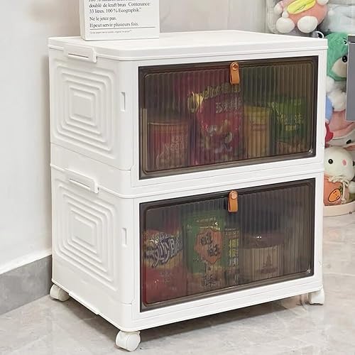 Cozyswan Boîte de Rangement Anti-poussière à 2 Niveaux en Plastique pour Table de Chevet sur roulettes Blanc Armoire de Rangement pour vêtements, pour Salon, Chambre, Couloir, Bureau (2 boîtes) - Nail Gallerys