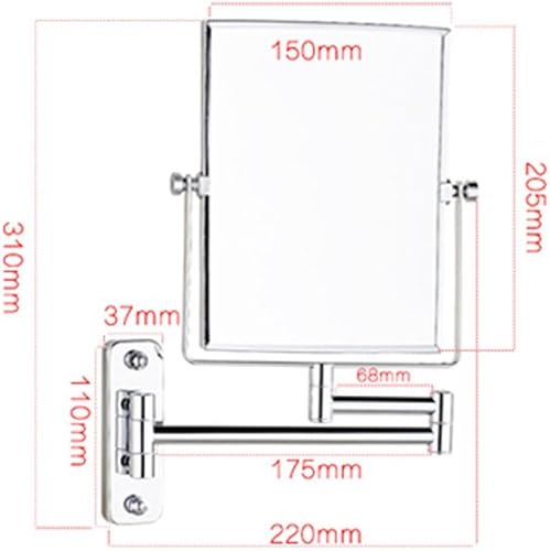 Miroir de beauté Salle de Bain Duplex Zoom Rotary Miroir télescopique Miroir de Maquillage Miroir Mural de Salle de Bain Miroir Suspendu Carré - Nail Gallerys