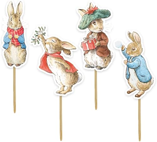 Anniversary House Peter Rabbit™ Kit de pâtisserie officiel de 36 pièces pour cupcakes de Noël, 12 décorations de gâteaux et 16 caissettes à cupcakes, ensemble de décoration de gâteaux, cadeau Beatrix - Nail Gallerys