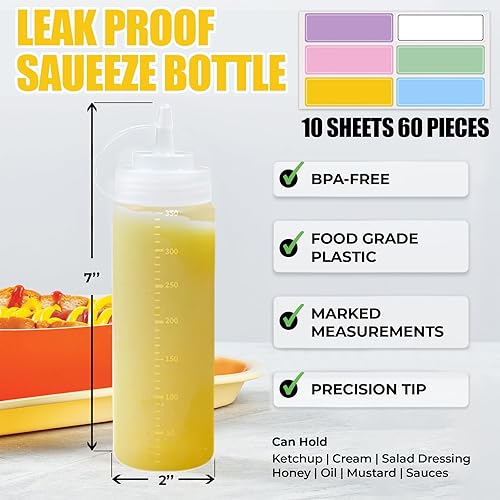 Hshenjhu 5 pcs 360ml Bouteille Sauce, Bouteille à Condiments sans BPA, Flacon Souple en Plastique avec Bouchon, Transparent Bouteille à Condiments et à Sauces pour Ketchup, Moutarde, Huile Dolive - Nail Gallerys