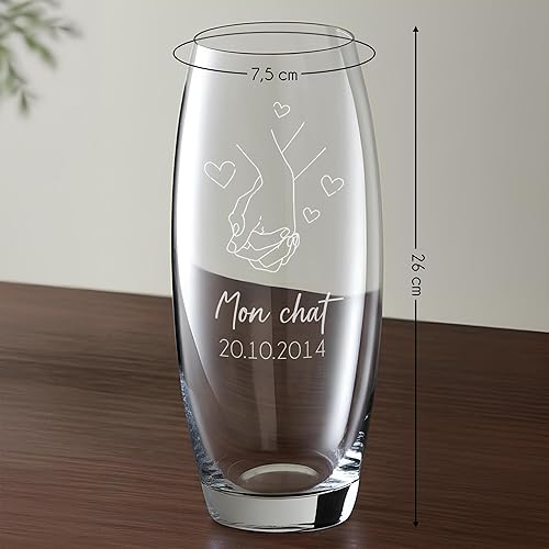 KDO MAGIC - Vase Personnalisable - Vase gravé avec Un Texte - Cadeau personnalisé - Idée Cadeau Personnalisée pour Mariage, Saint-Valentin, Couple, Amour - Nail Gallerys