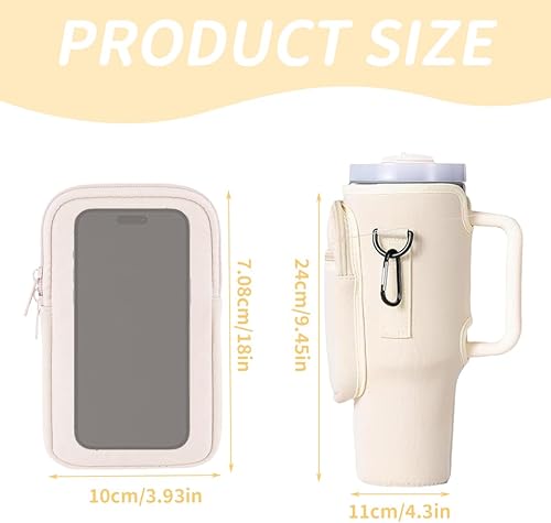 PRAOFRT Accessoires pour stanley cup Sac de Transport pour Bouteille d'eau pour Stanley Cup 40oz, Sac pour Coupe Stanley avec Sangle et Poche pour Téléphone(Blanc) - Nail Gallerys