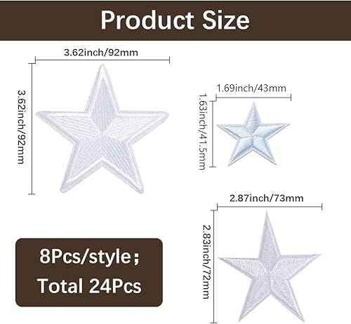 GORGECRAFT 24pcs Patchs Thermocollants en Forme D'Étoile Patch de Réparation en Tissu Brodé à Cinq Branches Badge Étoiles à Coudre Applique pour Coudre des Vêtements Vestes Jeans Pulls Chapeaux - Nail Gallerys