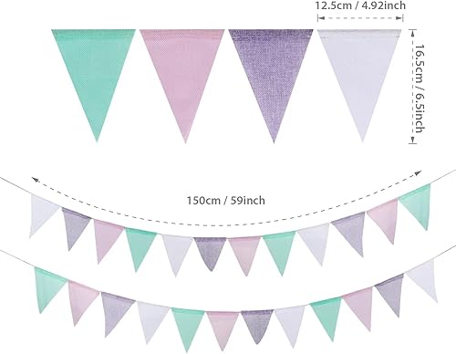 Mausouca Lot de 2 Violet et Bleu Fanion Tissu Guirlande Bannière Multicolores en Toile de Jute imperméable Bannière pour Mariage/Anniversaire/Festival à la Maison (Style Violet) - Nail Gallerys