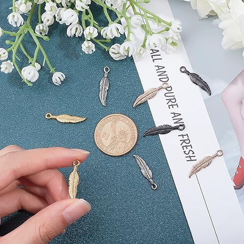 UNICRAFTALE Plume Charms Pendentifs en Acier Inoxydable Hypoallergénique Métal Plumage Charms pour Pendentif - Nail Gallerys