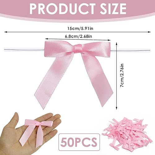 Lot de 50 Nœuds en Ruban de Satin Vert 25 mm - pour Décoration de Voiture, Antenne, Mariage, Emballage Cadeau, Bricolage, Anniversaire, Gâteau, Sac à Goûter, Noeuds Cadeau Emballage, Noeud Cadeau - Nail Gallerys