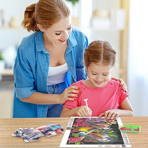 CEOVR Oiseaux Peinture Diamant Adulte,5D Diamant Painting Adulte Animaux et Fleurs Kit Diamond Painting Enfant,30x40 cm Diamond Painting Kit Complet,Cadeau pour la Famille - Nail Gallerys
