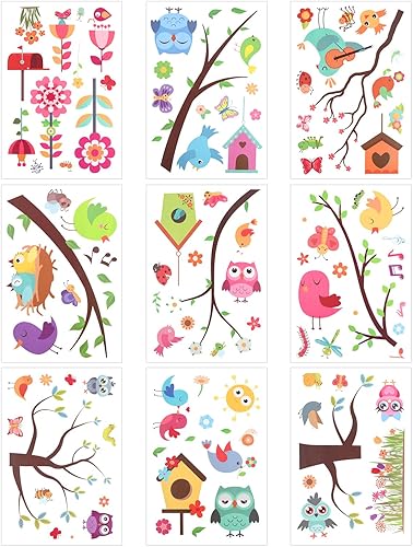 Cozlly 112pcs Autocollants Fenêtre Printemps, Fenetre de Papillon Oiseau Fleurs Arbre, Film Adhesif Fenetre, Anti-Collision Stickers, Autocollants Statiques pour Printemps Été Chambre Salon Bureau - Nail Gallerys