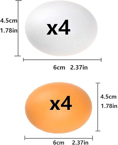 8 pièces Œufs de Poule Faux, Œufs de Poule, Oeufs de Poule Faux, œufs en Bois, Faux œufs en Bois, Faux Oeufs de Poule, Faux Oeufs pour Poulailler, Œufs en Bois, favorisent la Ponte (Jaune + Blanc) - Nail Gallerys