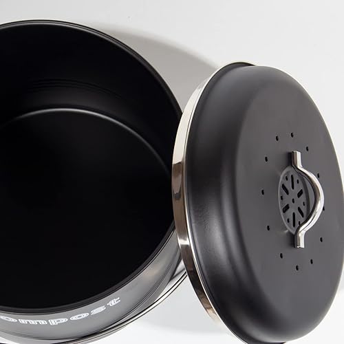 Theo&Cleo Poubelle bio de cuisine 3,5 l, poubelle bio anti-odeurs avec filtres à charbon actif, seau à compost en métal, déchets biologiques rétro (beige) - Nail Gallerys