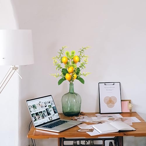 Aphmeir Lot de 3 branches de citron artificielles décoratives de 43,2 cm - Décoration de citron réaliste - Pour cuisine, maison - Nail Gallerys