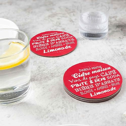 Lot 4 Dessous de Verre Ronds en Bois Bistrot - 3 modèles Différents (Noir 1) - Nail Gallerys