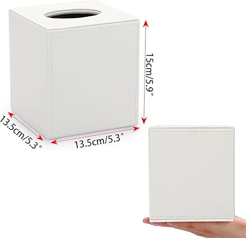 BTSKY Boîte à mouchoirs carrée en cuir synthétique pour la maison/le bureau - Blanc - Nail Gallerys