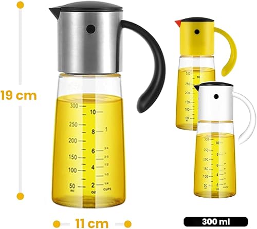 Bugucat Bouteille Huile Olive 300ml, Distributeur D'huile d'olive avec Bec Verseur sans Goutte Récipient pour Huile d’Olive/Vinaigre/Sauce de Soja Outil pour Le Barbecue La Cuisson （Acier INOX） - Nail Gallerys