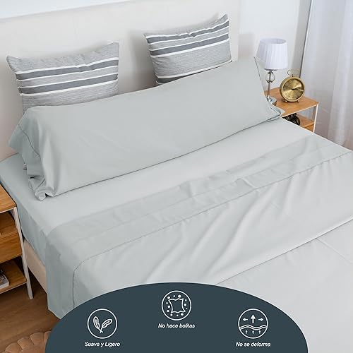 Parure de Drap 3 Pièces pour Lit 90x190/200cm, Parure de Lit 90 Simple Microfibre, Ensembre de Draps 3 Pièces Respirant Doux au Toucher - 1 Drap plat, 1 Drap-Housse et 1 Taie d'Oreiller - Blanc - Nail Gallerys