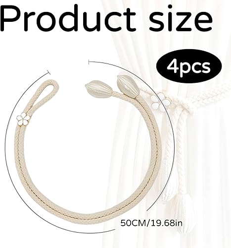ZFRITP 4 Pcs Embrasse pour Rideaux Grandes Perles,Attache Rideaux Coton Faite À La Main,Embrasse Rideaux,Assez Solide Et Pas Facile À Déformer, Adapté À La Décoration De La Maison Et du Bureau. - Nail Gallerys