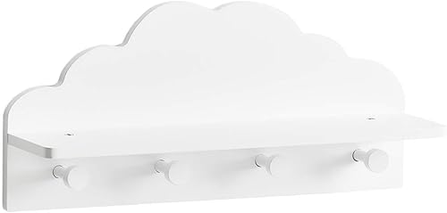 Zeller 13504 Porte-Manteau Mural pour Enfant « Nuage », en MDF, Blanc, env. 48 x 12 x 22 cm, Rangement de vêtements pour Chambre d'enfant, patère - Nail Gallerys