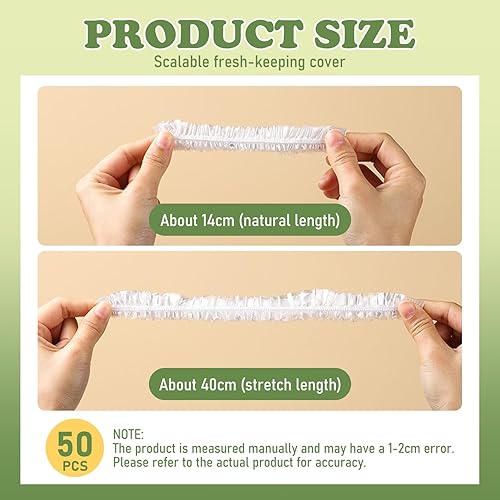 RYHHH Lot De 50 Film Alimentaire Reutilisable,Sacs De Conservation Frais,Sacs De Conservation Des Aliments En Plastique,Couvercles De Bols Réutilisables, Pour Garder Les Aliments Frais (Transparent) - Nail Gallerys