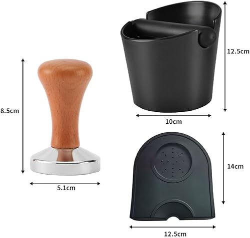 PengGengA Boite à Café Knock Box Tamper à Café 51mm en Acier Inoxydable Tamper Set Espresso Tamper Tamping Mat Tampon Presse Poudre Café - Nail Gallerys