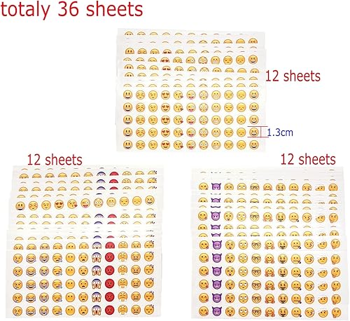 JZK Lot de 36 feuilles d'autocollants émoticônes jaunes pour mur, ordinateur portable, décoration de fête et récompenses pour enfants - Nail Gallerys