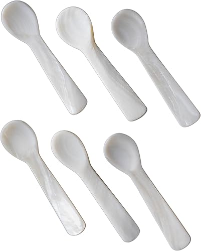 Lot de 6 cuillères en nacre - 9 Cm - Idéal pour Dégustation Caviar et Oeufs de Poisson - Caviar Ambassade - Nail Gallerys