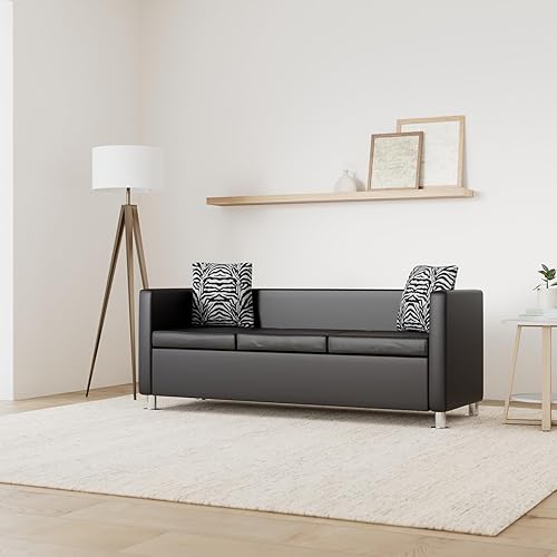 vidaXL Canapé Chesterfield 2 Places Similicuir Noir Salle de Séjour Salon Sofa - Nail Gallerys