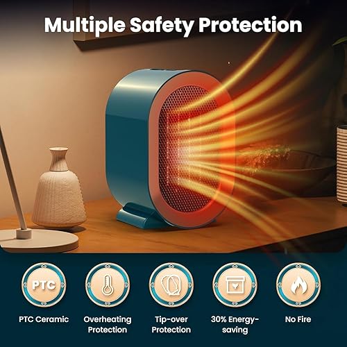 Radiateurs Électriques Soufflants, 1200W Mini Chauffage d'appoint Soufflant pour Salle de Bain, Radiateur en Céramique à Chauffage Rapide à Économie d'Énergie pour Chambre, Bureau - Nail Gallerys