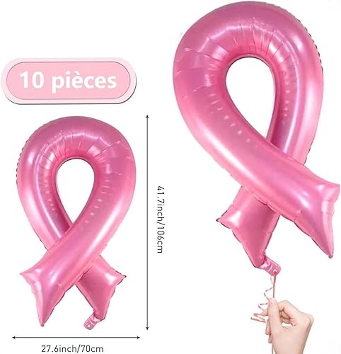 10 pièces Ballons Sensibilisation Octobre Rose - Décoration Ruban Cancer du Sein pour Campagne Espoir et Lutte(10 pièces) - Nail Gallerys
