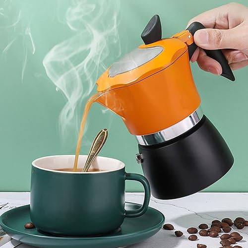 Cafetière Moka 3 Tasses/150 Ml, Cafetière Portable avec Poignée Anti-brûlure, Cafetière Italienne Classique en Aluminium, Ne Convient Pas à L'induction - Nail Gallerys