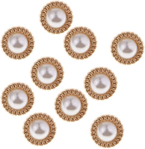 zalati Lot de 10 boutons dorés nacrés pour décoration de bricolage, couture, artisanat 10 mm/0,4 pouce - Nail Gallerys