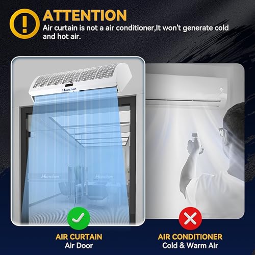 Hanchen Rideau d'air de 91,4 cm 2 vitesses 1527/1292 CFM non chauffé Télécommande Super Puissance Commercial Intérieur Heavy Duty Air Porte Ventilateur - Nail Gallerys