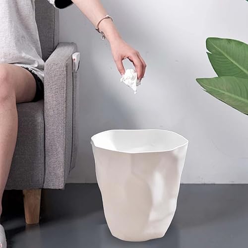 Sharplace Poubelle froissée, poubelle ronde, seau à poussière, corbeille à papier pour toilettes, ménage, salon, blanc - Nail Gallerys