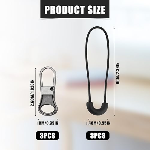6pcs Tirette Fermeture Eclair Remplacement, Tête de Fermeture Éclair et Rallonge de Cordon de Fermeture Éclair Poignée Réparation Languette Fermeture Éclair pour Bagages Sacs à Dos Vestes - Nail Gallerys