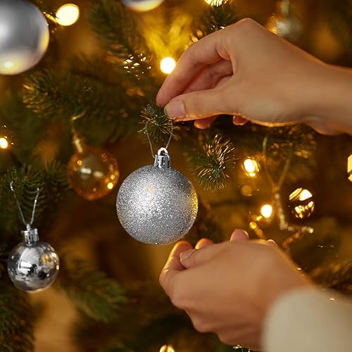 Tectake 403323 Boules de Noël 100 Pièces Décoration à Suspendre Ensemble Ornements pour Sapin Arbre de Noël Taille Ø 3/4/6cm Mixtes Or - Nail Gallerys