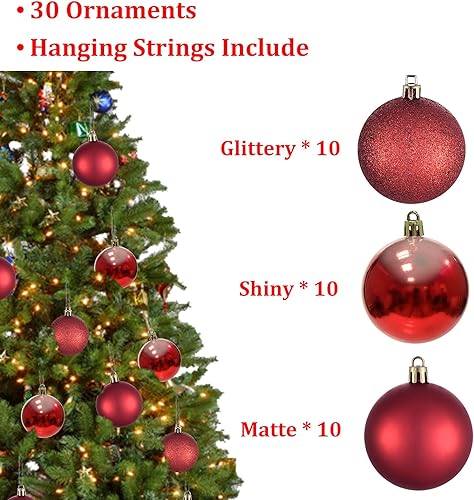 Boules de Noel 6cm Lot de 30 Decoration Noel Sapin-Boule de Noël en Plastique Incassable Decoration Noel Interieur ou Extérieure,Rouge - Nail Gallerys