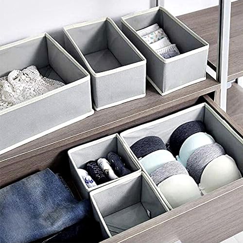 Faankiton 6 Pièces Organiseurs de Tiroir, Boîte de Rangement Pliable en Tissu, Corbeille de Rangement pour Vêtements pour Sous-vètements, Soutien-Gorges,Chaussettes (Blanc cassé) - Nail Gallerys