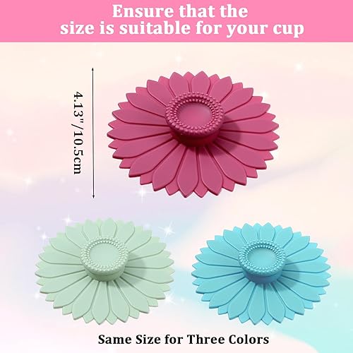 Mabor Lot de 3 couvercles en silicone multicolores réutilisables - Pour yaourt - Étanche à la poussière - Qualité alimentaire - Pour tasses, tasses à thé, tasses à café - Nail Gallerys