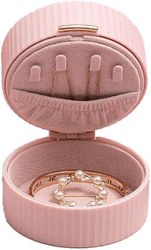 Petit Boîte à Bijoux, Boîte à Bijoux Voyage, Organisateur à Bijoux, Portable, Couche Double, Doublure en Flanelle, avec Fenêtre Transparente, pour Bagues, Boucles D'oreilles, Bracelets (Rose) - Nail Gallerys