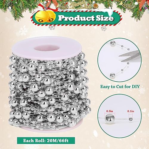 Guirlande de Perles de Noël, Chaîne de Décoration pour Sapin, Dorée (Rouge) - Nail Gallerys