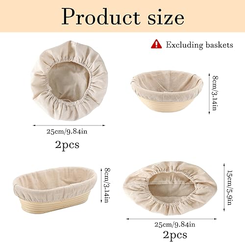 Dball 4 Pièces Toiles de Boulangerie Ovales Banneton Pain Tissu Fermenté Toile de Lin Boulangerie pour Amateurs de Pâtisserie Débutants Faire Son Pain et Son Levain - Nail Gallerys