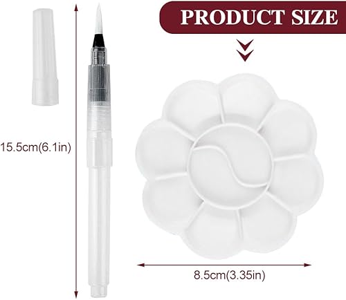 Mivanta 6 Pcs Stylos Pinceau à Eau, Aquarelle à Reserve d'eau Rechargeables, Peinture d'eau Brosse Brush Pen pour Le Mélange des Couleurs et la Calligraphie - Nail Gallerys