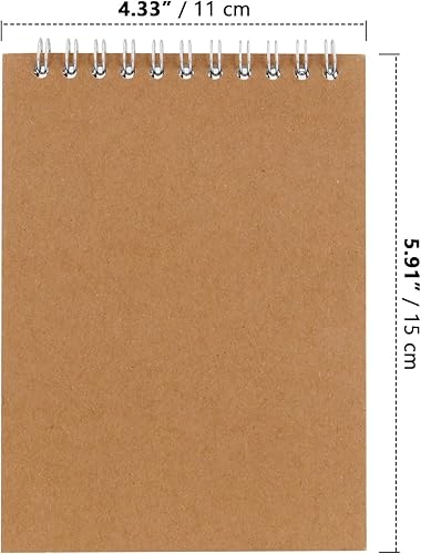 ZOENHOU Lot de 15 carnets à spirale A6 - 60 feuilles de 120 pages - Carnet de croquis A6 - Couverture kraft - Page vierge - Pour notes, dessins, mémos et gribouillages - 15 x 11 cm - Marron - Nail Gallerys