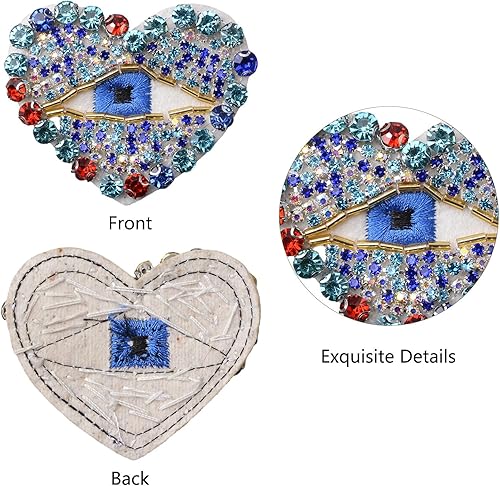 URROMA Lot de 2 écussons à coudre en forme de cœur avec strass pour vêtements, jeans, vestes, sacs à main, chaussures - Nail Gallerys