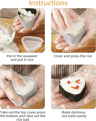 BigKego Onigiri Lot de 8 moules triangulaires à sushis - Moule à riz - Moule à boulettes de riz - Avec cuillère à riz - Pour le déjeuner - Bento (4 grands et 4 petits) - Nail Gallerys