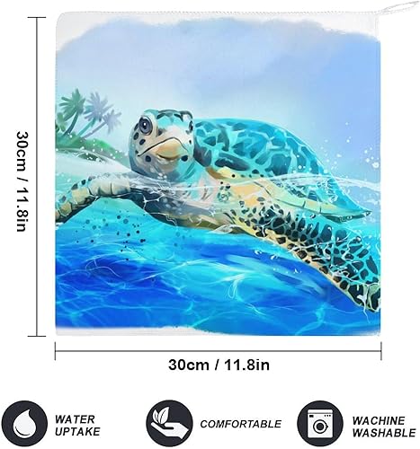 FZRTGOP Tortue Bleue Essuie-Mains Doux Absorbant Lot De 2 Serviette De Toilette pour Cuisine Salle De Bain 30cm - Nail Gallerys