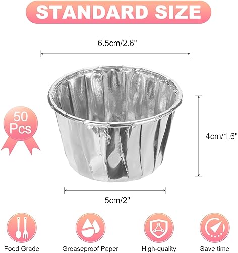 Sourcing Map Lot de 50 mini caissettes à cupcakes en feuille métallique jetables, pour diverses occasions, fête des mères - Nail Gallerys