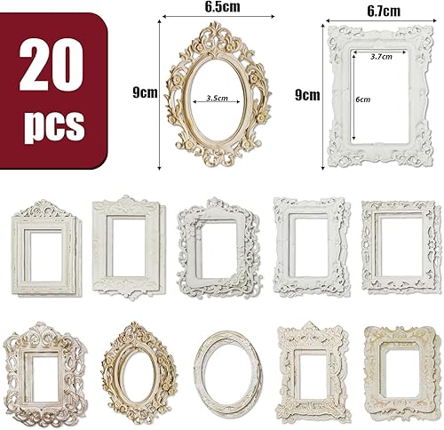 20Pcs Papier en Forme de Cadre Photo Découpe Dentelle Creux Vintage Papier Décoratif Doré Argenté pour Scrapbooking DIY Album Photo - Nail Gallerys